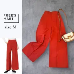 FREE'S MART ワイドパンツ M レッド ハイウエスト 美脚 脚長効果