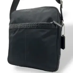 ✨美品✨　COACH コーチ　ショルダーバッグ　黒　ブラック　ナイロン　レザー