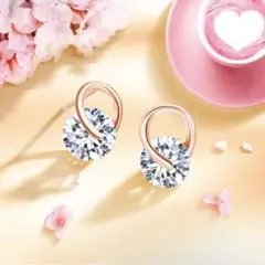 ピアス レディース 人気 最高級ジルコニア 回転式 ピアス 「花の舞」