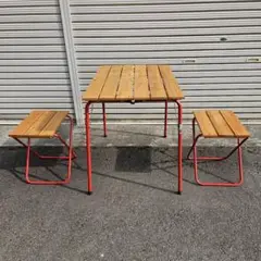 カステルメルリーノ フィールドテーブル＆チェア3点セット アウトドア 木製 カステルメルリーノ】アウトドアテーブルセット 買取入荷致し