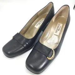 ニナリッチ パンプス 23.5cm　37 レザー ブラック ゴールド金具