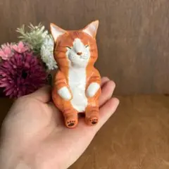 茶トラ猫の置物　ハンドメイド