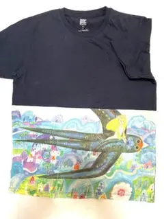 訳あり　graniph 親指ひめ アートプリントTシャツ Sサイズ ネイビー