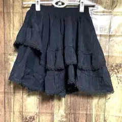 ミニスカート ブラック レース付き　アシンメトリ