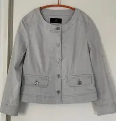 イネド♪日本製 ノーカラージャケット アイスグレー