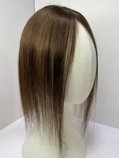 人毛100%部分ウィッグ ヘアピース 超軽量 白髪隠しトップピース ブラウン