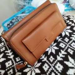 ブラウン 三つ折り財布 合成皮革　集金ザイフ