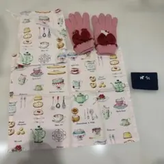 ナフキン巾着セット ファミリアティシュケース キティちゃん手袋