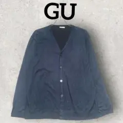 GU Vネックカーディガン メンズ長袖カーディガン 秋冬 (L) ネイビー系