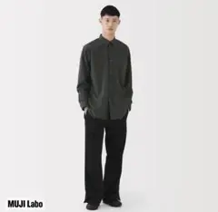 新品タグつき 無印良品MUJILabo ポプリンレギュラーカラーシャツLグレー②