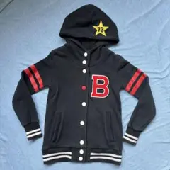 BETTYDAY 130㎝ フード付きブラックパーカー　ボタンダウン　黒