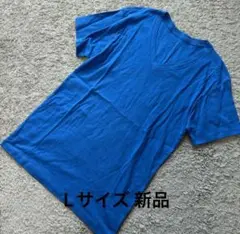 Vネックシンプル無地半袖TシャツブルーL新品