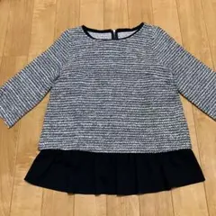 bleu fonce ネイビー×ホワイト　アンサンブル　フリル裾タンクトップ付