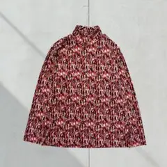 3238【エコー71】カットソー　長袖　ハイネック　ストレッチ　総柄　ミセス