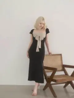 andmary Lady like long dress black