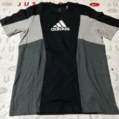新品 アディダス adidas メンズ・コットン半袖Tシャツ XL 黒グレー