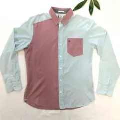 VOLCOM ボルコム 長袖 シャツ S ツートンカラー ワンポイント