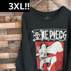 US古着/3XL ワンピース ルフィ プラスサイズ 半袖Tシャツ アニメ 黒