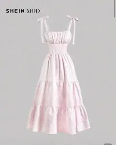 【完売】SHEIN MOD ピンク ティアードキャミワンピース