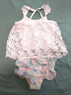 西松屋　女の子レーストップ花柄水着セット　95cm（記名あり）