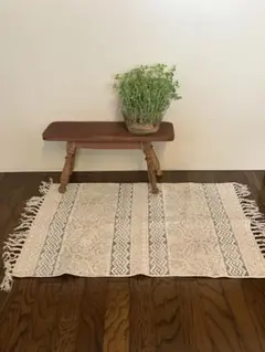 中古　ブロックプリント　コットンラグ