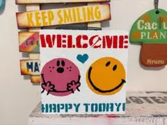傘立て　ペイントブロック　ニコちゃん　ハッピー　屋外用傘立て