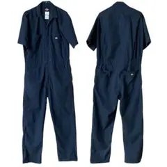 【美品】半袖 Dickies ディッキーズ Lサイズ つなぎ 作業着 ネイビー