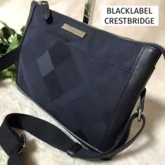 極美品　ブラックレーベルクレストブリッジ　ショルダーバッグ　チェック　ネイビー