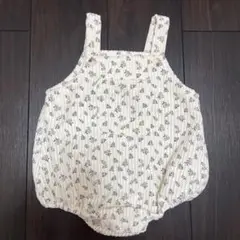 ロンパース　サロペット　半袖　夏　ドット柄風　花柄　80