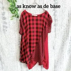 【as know as de base】 チェック 変形半袖チュニック