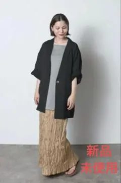 meri シアー八分袖ジャケット　ブラック