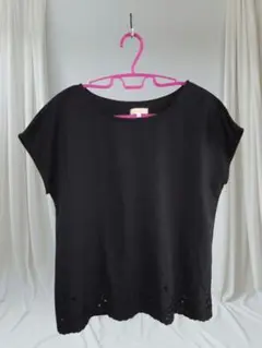 ハッシュアッシュ 黒 半袖 Tシャツ 透かし模様 シンプル 新品 Mサイズ