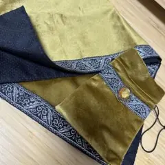 美品 タロットクロス 滑り止め付き ゴールド 金 ベルベット カード入れ付