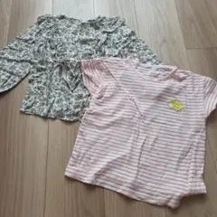 ストライプと花柄のTシャツセット 110/116