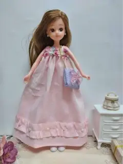 リカちゃん　ハンドメイドお洋服　ロングワンピース &バッグ　526