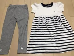 110cm M. ストライプワンピースとレギンスセット