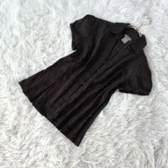 美品❗️【アンテイラー】半袖ブラウス パフスリーブ ブラウン×ホワイトドット柄