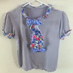 fafa フェフェ　半袖　Tシャツ　うさぎ　花柄　紫