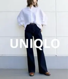 [ユニクロ]UNIQLO フレアハイライズジーンズ デニム ストレッチ S