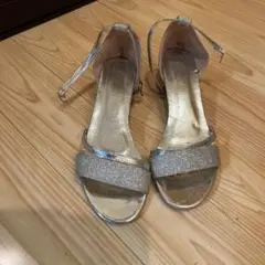 シルバーグリッターオープントゥサンダル