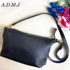 美品✨エーディーエムジェー ショルダーバッグ クラウン レザー 肩掛け ブラック