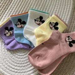キッズソックス 子供靴下5足　男女兼用　ミッキー　４歳〜　16.17.18㎝