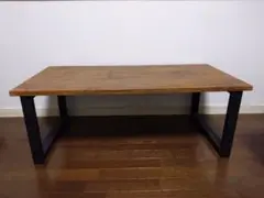 ローテーブル 幅90cm　木目調　四角脚