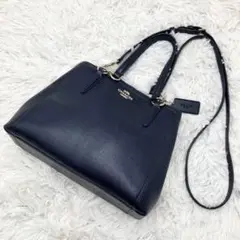 美品✨コーチ ショルダーバッグ 2way クリスティ レザー 馬車ロゴ 紺