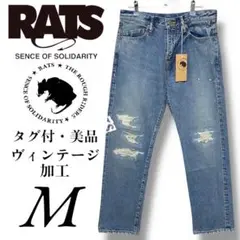【美品・タグ付】RATS ヴィンテージ加工 デニム インディゴM ビッグペイント