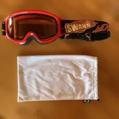 SWANS レッドゴーグル オレンジレンズ 収納袋付き