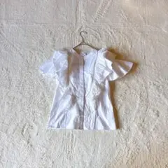 [超美品]LORETTA CAPONI レース フリル 半袖ブラウス 白 S