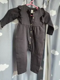 H&M ダークグレー フリルロンパース 12-18M