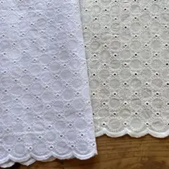 レース生地 麻生地 刺繍生地 スカラップレース 2枚組 はぎれ