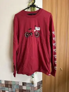 O.Ｋ赤 自転車刺繍 RAロゴ 長袖カットソー